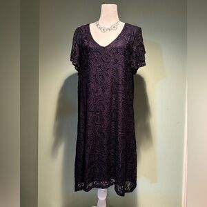 Dana Buchman navy blue lace shift dress size XL